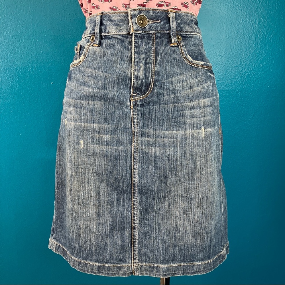 Converse One Star Denim Skirt w/ Back Slit & Braided Detail Size 6